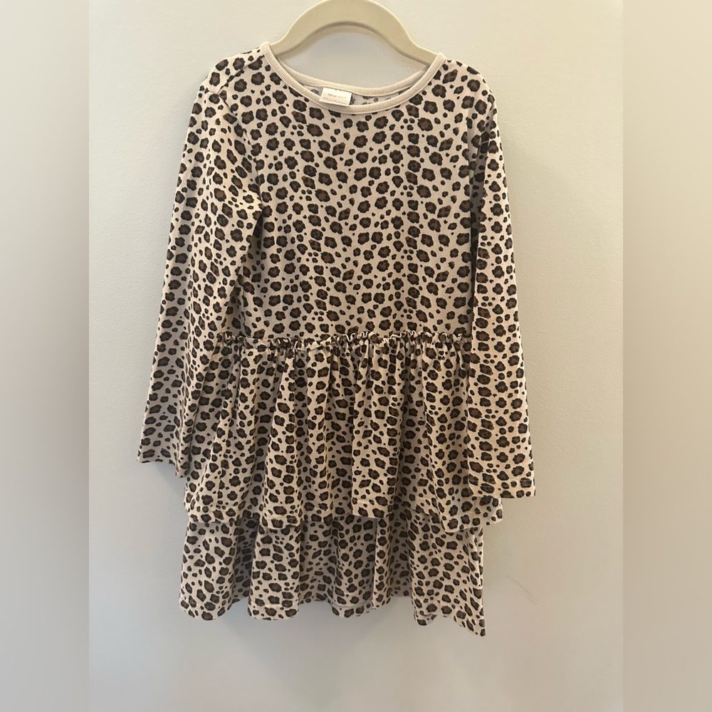 Hanna Anderson Leopard Tiered dress size 6-7